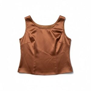 Jessica Howard Copper Brown‎ Satin Sleeveless Blouse, Women's Size 6, Scoop Neck